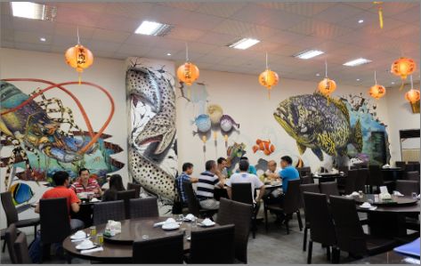 大田海鲜餐厅墙体彩绘